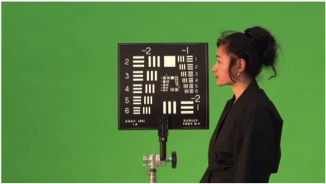 A resolution target featured in a still from Hito Steyerl, "HOW NOT TO BE SEEN: A Fucking Didactic Educational .Mov File," 2013. 