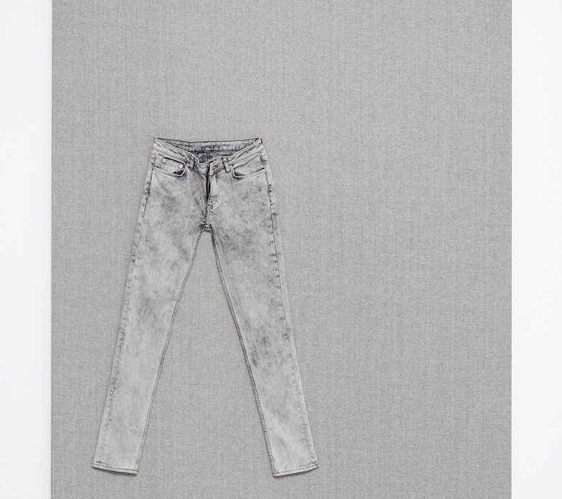 Josephine Meckseper, "TEN MINUTES OLDER," 2015, 72 x 55 x 1 3/4 in, Jeans and denim on stretcher.