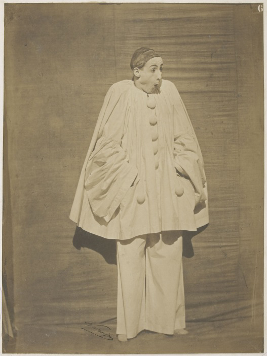 Gaspard-Félix Tournachon (Nadar), "Adrien Tournachon Pierrot surpris - Album des figures d'expression du mime Deburau, Pl.6," 1854. Musée d'Orsay (Paris, France).